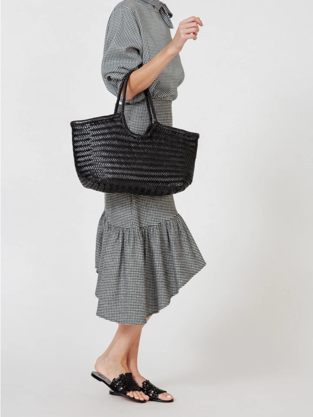 DRAGON DIFFUSION Large Leather Woven Nantucket Tote Bag